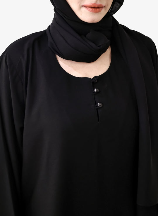 Black Arabis Plain Designed Abaya