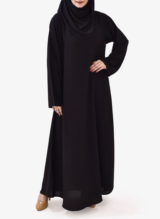 Black Arabis Plain Designed Abaya